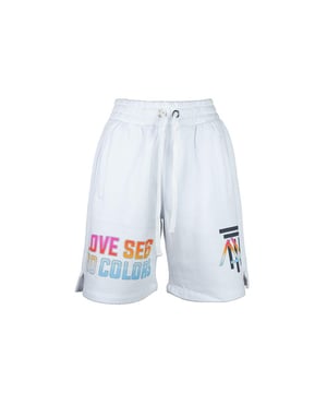 Damen Shorts  
Hergestellt aus weißer Baumwolle  
Zugbandtalje für eine anpassbare Passform  
Seitentaschen mit Reißverschluss  
Einzigartige Drucke  
Hergestellt in Italien  
Material: 100% Baumwolle