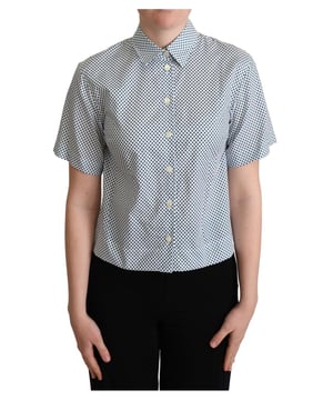 Marca: Dolce & Gabbana  
Estilo: Polo de manga corta con cuello  
Material: 100% algodón  
Color: Azul Blanco  
Detalles del logo  
Fabricado en Italia