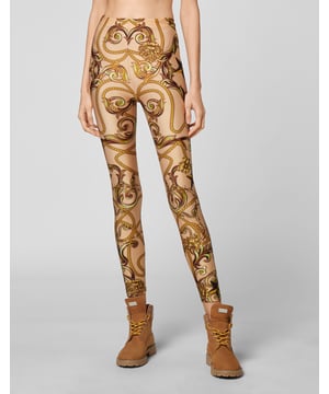 Leggings de jersey elástico con estampado en estilo de "Nuevo Barroco". Línea de cintura elástica.