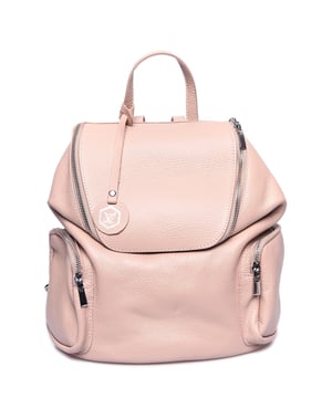 Mochila  
100% cuero de vaca  
Cierre superior con cremallera  
Asa superior única: 26 cm  
Dos correas de hombro ajustables: 110 cm  
Bolsillos con cremallera en la parte delantera y trasera  
Bolsillo interior con cremallera  
Dimensiones (L): 31x28x14 cm  
Asa: 24 cm  
Correa: 100 cm x 5