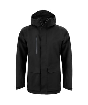 Material: 100% Polyester. Futter: Mesh, Recyceltes Polyester, Taft. Stoff: Stretch. 175gsm. Design: Einfarbig. Stoff-Technologie: Aqua Dry, DWR-Ausrüstung, EcoShield. Manschette: Verstellbarer Riemen am Handgelenk. Ausschnitt: Kapuze. Ärmel-Typ: Langärmelig. Kapuzen-Merkmale: Angewachsene Kapuze. Länge: Lang. Anzahl der Taschen: 6. Taschen: 2 Blasebalgtaschen, 2 Handwärmertaschen, 1 Brusttasche, Reißverschluss. Verschluss: Durchgehender Reißverschluss, Knopf. 20000g/m²,/24hrs. Wasserdichte Bewertung: 10000mm. Entspricht der Sicherheitsnorm: EN343 Klasse 3.3. Nachhaltigkeit: Bluesign-geprüft.