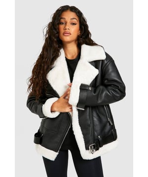 Take your outfit to new style heights with an aviator jacket. Perfect for layering, create a stylish oversized silhouette as you choose from crop belted jackets to faux fur lined options. A cross between a classic flight jacket and a leather biker, it's all about the detailing with this snug winter staple. Pair your aviator coat with high waisted mom jeans and a fierce attitude as you stroll your way through your social calendar.Style: Aviator JacketFabric: PULength: Regular