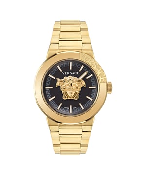 Diese Versace Medusa Infinite Gent Analoguhr für Herren ist das perfekte Zeitmessgerät zum Tragen oder Verschenken. Das goldene Rundgehäuse mit einem Durchmesser von 43 mm, kombiniert mit dem komfortablen goldenen Edelstahlarmband, sorgt dafür, dass Sie dieses atemberaubende Zeitmesser ohne Kompromisse genießen können. Angetrieben von einem hochwertigen Quarzwerk und wasserdicht bis 5 Bar, wird Ihre Uhr unermüdlich weiterticken. Diese hochwertige Uhr ist eine unglaublich auffällige Herrenuhr. Diese Analoguhr verfügt über ein Schweizer Uhrwerk, ein erstklassiges Armband aus 21 cm langem und 24 mm breitem goldenen Edelstahl mit einer Sicherheitsfaltschließe. Gehäusedurchmesser: 43 mm, Gehäusehöhe: 12 mm, Gehäusefarbe: Gold und Zifferblattfarbe: Schwarz.