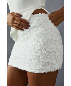 Floral Applique Low Waist Mini Skirt