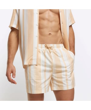 Regular fit, Stripe print, Side slip pockets, Elasticated waist