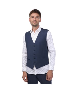 Ted Baker Formal Waistcoat voor heren in blauw.- Single breasted gilet met 5 knopen voor.- Comfortabele, ademende stof.- Slim fit.- Buitenkant: 88% Wol, 8% Polyester, 4% Elastaan. Ref: TB023WS.