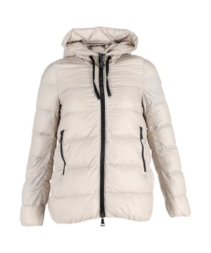 VINTAGE, RRP AS NEW
 Elevate your outerwear collection with the Moncler Quilted Zipped Down Jacket in a soft beige polyamide. This stylish and functional piece offers the perfect combination of luxury and warmth, designed to keep you cozy without compromising on style. The signature quilted design provides insulation, with premium down filling offering superior warmth during the colder months. The zippered front allows for easy layering and quick adjustments, while the sleek beige color adds a touch of sophistication to your look. Whether worn over casual jeans or a more polished ensemble, this jacket effortlessly blends high-fashion aesthetics with everyday practicality, making it a must-have for those who appreciate both comfort and luxury.

Moncler Quilted Zipped Down Jacket in Beige Polyamide

Condition: Excellent
Signs of wear: No retail tag but Brand tag on., No visible sign of wear., 
Packaging: None
Color: Beige
Material: Polyamide
Size: S/1/UK8/IT42/FR38/US-S
Measurements: Length: 600; Chest: 480
SKU: NAPPUGBCL410498W