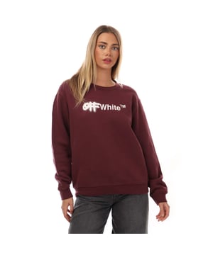 Off White Spray Helvetica Regular Crewneck Sweatshirt in burgundy.- Ribbed crew neck.- Ribbed cuffs and hem.- Brand’s logo embroidered and printed on the front for contrast.- Regular fit.- 100% Cotton.- Ref: OWBA0550062801