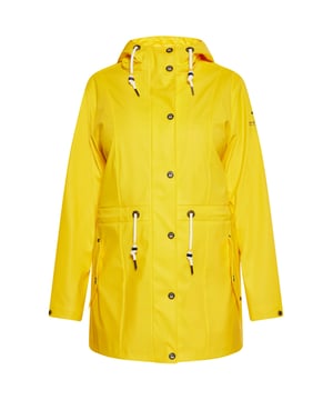 Ontdek de ultieme soepele regenjas voor je outdooravonturen. Dit stijlvolle parka-jack heeft een relaxte pasvorm, een capuchon met trekkoord en een ritssluiting aan de voorkant voor bescherming. Met een drukknoopsluiting, klepzakken en een trekkoord in de taille is hij functioneel en toch chic. Jas met hoge kraag voor extra bescherming. Gemaakt van waterdicht materiaal met gelaste naden, waterdicht tot 3000 mm. Dit artikel maakt deel uit van de Plus Size Collectie.  Ronde regenjas