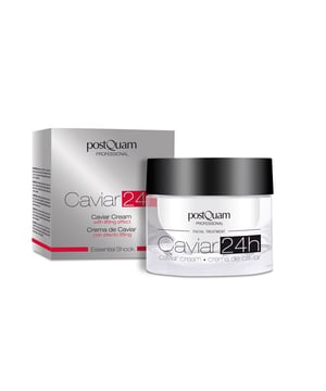 Crema de caviar con efecto lifting - Caviar 24h 50 ml
Ref. PQE03620

Descripción
Crema de caviar con efecto lifting - Caviar 24h
50 ml

Crema hidratante con efecto lifting, rica en extracto de caviar e isoflavonas, que reestructura la capa superficial de la piel y activa la regeneración celular, combatiendo activamente el envejecimiento. Hidrata y aporta vitalidad, haciendo que la piel luzca joven, suave y luminosa.

Principios activos:
- Extracto de caviar: principio activo muy apreciado por su contenido en fosfolípidos y fosfoproteínas (constituyentes de la membrana celular) ya que estimulan la regeneración celular. Las proteínas que contiene aportan aminoácidos constituyentes de colágeno, elastina y FNH. Se absorbe perfectamente por la piel, controla la hidratación y aporta suavidad y tersura
- Isoflavonas obtenidas a partir del trébol rojo con múltiples acciones: combaten activamente el envejecimiento cutáneo, estimulan el metabolismo celular y la síntesis de proteínas, restablecen y mantienen la hidratación cutánea y poseen una importante efecto antiarrugas (disminuyen la densidad de las arrugas en un 20%, la profundidad en un 20% y la rugosidad en un 19%) y reparador (aportan fuerza a los tejidos y recuperan la matriz cutánea, contribuyendo al aumento del grosor cutáneo)
- Sorbitol y moist-24h: agentes hidratantes que crean la reserva de agua necesaria para hidratar la piel durante 24 horas. Su uso cotidiano aumenta la hidratación de la piel en un 20%
Modo de empleo
Aplicar sobre el rostro con un suave masaje, hasta su absorción total