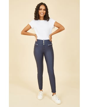 Navy cheap coated jeggings