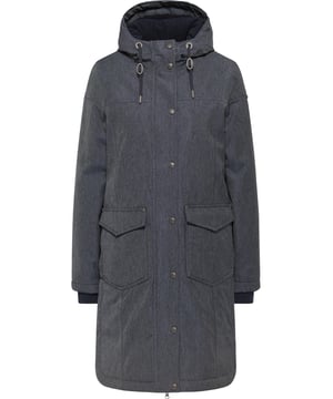De winterjas van DreiMaster Vintage heeft een vernieuwende en casual denim look. De jas inspireert ons niet alleen vanwege zijn coole jeanslook, maar ook vanwege zijn robuuste weerbestendigheid, waardoor de jas dankzij een hoogwaardige coating wind- en waterafstotend is. Comfortabele warmte wordt geboden door vulling en een zachte fleece voering. Het denimdesign wordt visueel aangevuld door de capuchon, de siernaden en de twee opgestikte klepzakken met klinknagels, die ook als zijzakken fungeren. Een verwarmende fleecevoering aan de binnenkant van de zakken maakt ze behaaglijk en verwent koude handen. De jas wordt gesloten met een rits met kinbescherming en een doorlopende drukknoopsluiting. Twee zijsplitten, die met drukknopen kunnen worden gevarieerd, zorgen voor draagcomfort en beenruimte. Aan de binnenkant bevindt zich een binnenzak met drukknoop en praktische draagriemen waarmee u de jas nonchalant kunt dragen. Geweldige look, veel comfort plus talrijke logodetails, gegraveerd op knopen en klinknagels.  Winter parka