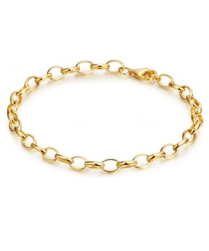 Are you looking for a subtle arm accessory with that certain? Then this bracelet of the Trésor label in 1934 is the ideal choice! Eyecatcher is the modern and timeless chain look of the filigree link chain with minimalist, oval limbs. Made of the finest sterling silver and refined with yellow gold, the perfect basic bracelet is created for all fans of warm gold shade. Whether wearing solo or combined with other bracelets into layering-this bracelet has what it takes to be everyday pop! With the help of the comfortable carabiner closure, the bracelet can be put on and off quickly and easily.