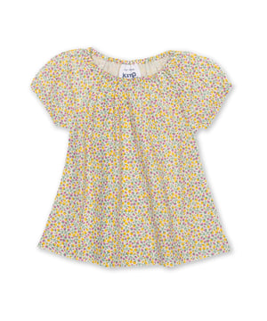 100% organic cotton | Proud to be certified to the Global Organic Textile Standard (GOTS) | Little bud all-over print | Double layer muslin fabric | Short sleeved | Elasticated neckline and cuffs | Made in India | Machine washable at 40 degrees, or at 30 degrees to be kinder to the planet