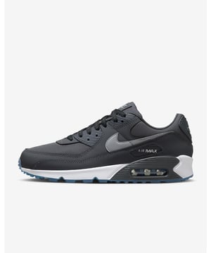 Lace up and feel the legacy. Nothing as fly, nothing as comfortable, nothing as proven. The Air Max 90 stays true to its running roots with the iconic Waffle sole, stitched overlays and classic details. Durable leather pairs with Ripstop textiles for a sturdy construction. Plus, visible Max Air cushioning adds comfort to your journey.

Benefits
The stitched overlays and plastic accents on the heel and eyestays add durability, comfort and an iconic '90s look.
Originally designed for performance running, the visible Nike Air cushioning puts history of comfort beneath your feet.
Padded, low-top collar looks sleek and feels comfortable.
Rubber Waffle outsole adds traction, durability and heritage style.

Product details
Foam in midsole
Variable-width lacing
Reflective design details
Not intended for use as personal protective equipment (PPE)
Colour Shown: Anthracite/Industrial Blue/White/Reflect Silver
Style: FV0381-001

Air Max 90
The '90s were a turning point in culture—art, music, fashion and sneakers. The Air Max was at the forefront of the movement. With even more exposed Air cushioning and a bold new colour affectionately dubbed "Infrared", its revolutionised design helped the first 90 take on a life of its own. No longer just a running shoe, it solidified Air Max as a streetwear cornerstone.