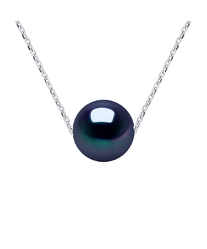 Halskette aus echten Süßwasser-Zuchtperlen 9-10 mm - Farbe und Kettengeflecht im Tahiti-Stil 925 Sterling Silber rhodiniert Länge 42 cm , 16,5 in - Unser Schmuck wird in Frankreich hergestellt und wird in einer Geschenkbox mit Echtheitszertifikat und internationaler Garantie geliefert