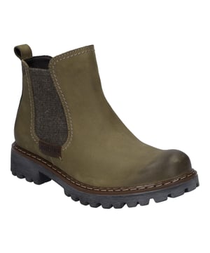 Stiefeletten-Zeit ist Winter-Zeit. Genieße diese raue Zeit im Jahr mit unserer grünen Damen-Stiefelette. Das strapazierfähige Nubuk-Leder sorgt für eine wertige Haptik. Der elastischen Einsatz bietet einen guten Halt und einen einfachen Einstieg in den Schuh. Ausgestattet ist diese Stiefelette zudem mit einer herausnehmbaren Einlegsohle aus Mikrofaser. Die AGO Fertigungsart steht für strapazierfähige Schuhe, die lange ihre Passform behalten. Mit der Weite G ist die Stiefelette Marta 03 perfekt zugeschnitten. Genieße Deine Freizeit mit unserem alltagstauglichen Begleiter in Oliv-kombi.