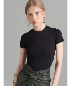 Fahrrad Hals Basic Crop T-Shirt90% Baumwolle, 10% Elastan