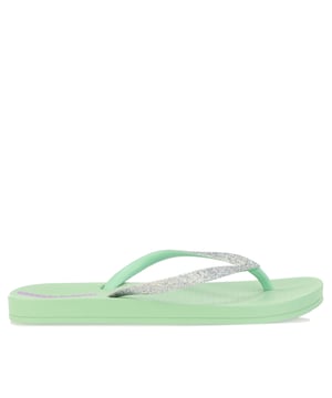 Girls Ipanema Anatomic Glitter Flip Flop in mint.- Synthetic upper.- Slip on construction with toe post.- Elegant design with glitter effect straps.- Embossed Ipanema footbed.- Discreet logo upon the strap.- Anatomical shape.- PVC sole.- Ref: 83141AG284C