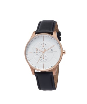 This sporty and clasical watch is perfect for every occasion! -The watch has a calendar function: Day-Date, Luminous Hands, 24-hour Display. High quality 21 cm length and 20 mm width. Black Leather strap with a Buckle. Case diameter: 42 mm, case thickness: 9 mm, case colour: Rose Gold and dial colour: White Water resistant: 3 bars -Weight: 52 g The watch is delivered in an original gift box and has a warranty of 2 years