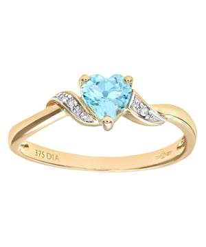 9K (375) geel goud: 1,4 gram; # Diamant: 0,01 ct; # Topaas: 0,55 ct