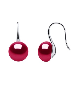 Ohrringe aus echten Süßwasser-Zuchtperlen, Knopf 9–10 mm – Farbe Kirsche – Verschluss-Clip aus Silber 925, rhodiniert – Lieferung mit Echtheitszertifikat und internationaler Garantie – HERGESTELLT IN FRANKREICH –
