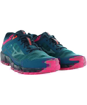 Mizuno Wave Ibuki 3 Trail Women's Blue Running Trainers, specifically designed to elevate your trail running experience. These trainers boast an array of features that provide both performance and style, making them a perfect choice for adventurous female runners:

 Trail-Ready Traction:  The outsole of the Mizuno Wave Ibuki 3 Trail trainers is engineered with aggressive lugs and durable rubber, providing exceptional traction on rugged terrains. Conquer challenging trails with confidence and stability.

 Wave Technology:  The midsole is equipped with Mizuno's signature Wave technology, offering excellent cushioning and shock absorption. This ensures a smooth and responsive ride, even on uneven surfaces.

 Protective Toe Cap:  The trainers feature a protective toe cap that shields your toes from rocks, roots, and other hazards encountered on the trail. Stay protected without sacrificing flexibility.

 Breathable Upper:  The breathable upper construction keeps your feet ventilated during long runs. It prevents overheating and moisture buildup, promoting a comfortable and dry feel throughout your adventure.

 Secure Fit:  The trainers incorporate a secure lacing system that allows you to adjust the fit according to your preferences. Enjoy a snug and customized fit that reduces movement inside the shoe.

 Stability and Support:  With a supportive design, the Mizuno Wave Ibuki 3 Trail trainers offer stability and control on challenging terrains. Maintain your balance and confidence as you navigate varying surfaces.

 Lightweight Design:  Despite their trail-ready features, these trainers remain lightweight, preventing unnecessary strain during extended runs.

 Stylish Look:  Combining performance with aesthetics, the blue colorway with subtle Mizuno branding ensures you look great while conquering the trails.