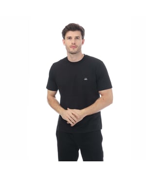 Mens C.P. Company 30-1 Jersey Label T- Shirt in black.- Crewneck.- Short sleeves.- Embroidered logo branding.- Straight hem.- 100% Cotton.- Ref: 17CMTS031A999