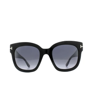 Tom Ford Sunglasses 0613 Beatrix 01C Shiny Black Smoke Grey Mirror are a large oversized softened square design with the classic T logo on the temples and Tom Ford logo plaque to the temple tips