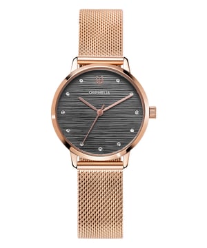 Diese analoge Damenuhr Violetta von Orphelia ist die perfekte Uhr zum Tragen oder Verschenken. Das runde 34-mm-Gehäuse aus Roségold in Kombination mit dem bequemen roségoldenen Edelstahlarmband sorgt dafür, dass Sie diese atemberaubende Uhr ohne Kompromisse genießen können. Ihre Uhr wird von einem hochwertigen Quarzwerk angetrieben und ist bis 5 Bar wasserdicht, sodass sie immer weiter tickt. STECHEN SIE AUS DER MASSE HERAUS: Die analoge Uhr Violetta von ORPHELIA mit einem Miyota-Quarzwerk hat ein einzigartiges Zifferblatt mit wunderschönen Steinen. Sie wird mit einem sehr bequemen Netzarmband geliefert und ist auch ein großartiges Geschenk für Familie und Freunde. PREMIUM-QUALITÄT: Durch die Verwendung hochwertiger Materialien Glas: Mineralglas Gehäusematerial: Edelstahl Armbandmaterial: Edelstahl - Wasserdicht: 5 Bar KOMPAKTE GRÖSSE: Gehäusedurchmesser: 34 mm Höhe: 7 mm Armband - Länge: 19 cm Breite: 16 mm. Aufgrund dieser praktischen handlichen Größe ist die Uhr absolut alltagstauglich - Gewicht: 53 g