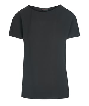 100% viscose; Trussardi Jeans-blouse;  Model: 56C000791T000699 K299;  Hoogwaardige afwerking;  100% viscose ;  Ronde hals, korte mouwen;  elastische tailleband aan de zoom;  Trussardi Jeans-logodetails