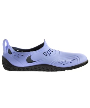 Made for around the pool or on the beach, these water shoes are great for protecting your feet and preventing slipping in wet areas. Made from soft, comfortable materials and with handy tabs at the back to help you put them on easily. 
Features: 
Shock-absorbing sole construction 
High grip on wet surfaces 
Outer Material: Synthetic 
Inner Material: Unlined 
Sole: Rubber 
Closure: Pull On 
Heel Type: No Heel 
Material Composition: 100% EVA 
Shoe Width: Medium 
PVC-free, made from recyclable Mengol