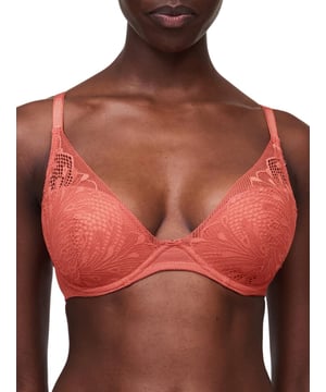 Passionata Thelma Plunge T-Shirt Bra. With fishnet lace, a graphic edge and invisible straps. The product is recommended hand-wash only..