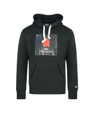 Champion Icon Logo Black Hoodie. Champion Black Hoodie. Elasticated Sleeve Ends and Waist, Drawstring Hood. Front Pockets. 73% Cotton 27% Polyester. Style Code: 216958 KK001