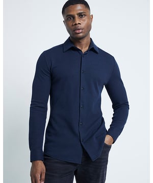 Slim fit, Waffle textured fabric, Collared, Button fastening, Long sleeves