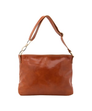 Bolso bandolera para mujer. El cierre es con cremallera. Hay dos bolsillos internos con cremalleras. Los bolsillos externos están ausentes. La bandolera es ajustable en piel. Falta el mango. Hay dos compartimentos internos. El material exterior es auténtica piel de vacuno. Internamente está forrado en algodón. Medidas: 38x29x11 cm. Hecho en Italia
