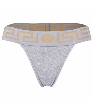 VERSACE Damen String TOPEKA aus hochwertiger Baumwollmischung mit Organic Cotton. Elastischer Bund mit Greca-Muster.