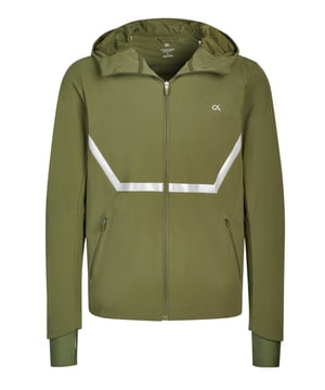 90% poliamida, 10% elastano; Chaqueta de rendimiento Calvin Klein; Modelo: 00GMH8O530303; Mano de obra de alta calidad; cremallera, capucha; Inserto adicional en el puño con orificio para el pulgar; Dos bolsillos con cremallera; Detalles reflectantes; Detalles del logotipo de Calvin Klein Performance