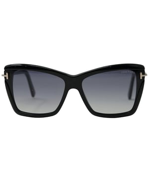 Tom Ford Leah FT0849 01B Black Sunglasses. Lens Width = 64mm, Nose Bridge Width = 15mm, Arm Length = 135mm. Made In Italy, Tom Ford Black Sunglass. Branded Sunglasses Case and Cleaning Cloth Included. 100% Protection Against UVA and UVB Sunlight and Conform to British Standard EN 1836:2005. Tom Ford Leah FT0849 01B Sunglasses