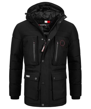 Angeboten wird eine sehr warme Herren Outdoor Winter Jacke mit Kapuze, der Marke "Geographical Norway". Die Jacke ist in drei Farben Khaki, Navy, Schwarz und den Größen S bis 3XL erhältlich.