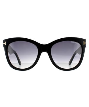 Tom Ford Cat Eye Womens Shiny Black Smoke Gradient  Wallace FT0870 are a cat eye shape crafted from lightweight acetate. Thick temples feature the iconic T bar Tom Ford signature to complete these glamorous and striking Tom Ford sunglasses..