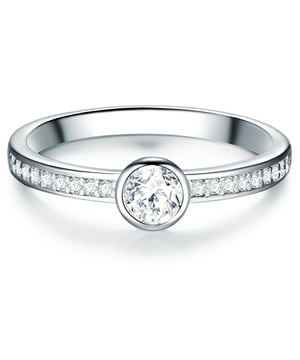 Without a detour into the heart of the dream woman: This modern and filigree engagement ring made of 925 sterling silver of the jewelry label 1934 sparkles luxuriously like a diamond. He stands for the really big moments in life and symbolizes deep connection to her soul mate. The narrow ring rail was occupied with shining zirconia stones. The focus is on a large zirconia stone, which through its exact grinding breaks the light almost magically. The radiance of the stone is deceptively real and will conquer the heart of her favorite man in the storm. After the wedding, this ring is often worn as a pretense ring. The masterful piece of jewelry fits perfectly into every modern style and accompanies the wearer confidently in every situation.