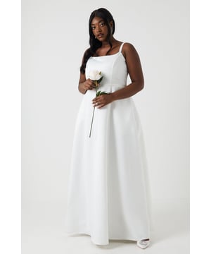 Plus Size Structured Satin Full Skirt Wedding Dress