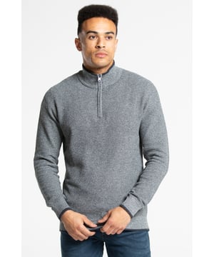 This 1/4 zip neck jumper from Kensington Eastside is the perfect staple for your winter wardrobe. This jumper features a honeycomb knit, and ribbed elasticated neck, cuffs, and hem. This jumper is made from cotton blend fabrics, ensuring comfortability and warmth.
