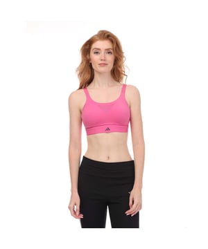 Womens adidas Tailored Impact Training High Support Sports Bra in pink.- Adjustable X-back straps.- HEAT.RDY.- Tight fit.- 70% Polyamide (Recycled)  30% Elastane.- Ref: HR9728