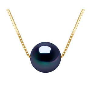 Ketting Genuine Gekweekte Pearl Freshwater Round 9-10 mm - Kwaliteit AAAA + - Colori BLACK TAHITI - Lengte 42 cm - Ketting Venetiaanse Yellow Gold 375 duizendste - 2 jaar garantie op fabricagefouten - Wordt geleverd in een koffer met een Certificaat van Echtheid en een internationaal garantie - Al onze juwelen zijn gemaakt in Frankrijk.