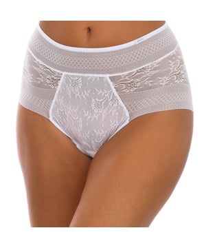 Janira slip.
 Witte kleur
 Kant en kant.
 Extreem zachte en elastische stof.
 Het drukt niet en plakt niet, totaal onzichtbaar.
 Bijpassende binnenvoering.
 Naden in toon zichtbaar.

 Samenstelling: 86% Polyamide, 14% Elastaan.

 -Wassen op max. temperatuur 30º.
 -Niet bleken.
 -Niet strijken.
 -Niet in de droger.
 -Niet chemisch reinigen.