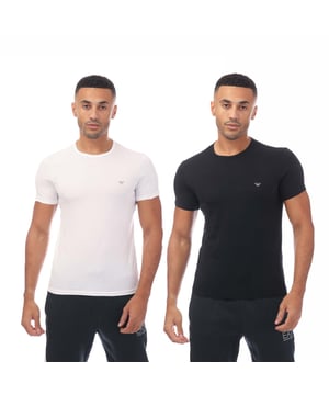 Mens Emporio Armani 2 Pack Assorted Crew Neck T- Shirt in navy-white.- Round neckline.- Short sleeves.- Logo print.- Straight hem.- 100% Cotton.- Ref: 11126742207620