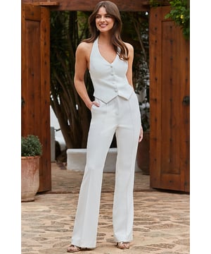 Tailoring, but not as you know itHalter waistcoat top - ultra-flattering and so on-trendSoftly flared legs to elongate your silhouettePockets, because everything is better with pocketsSlip a blazer on top for the 9-5Take it out-out with strappy heelsInside leg to fit: Short 29" | Regular 31" | Long 33"