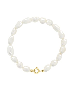Armband aus Gold – Reihe echter Barock-Süßwasserperlen 6–7 mm – FARBE NATÜRLICH WEISS – Länge 18 cm – Federringverschluss Komfort Gelbgold – Lieferung mit Echtheitszertifikat und internationaler Garantie – HERGESTELLT IN UNSEREN FRANZÖSISCHEN WERKSTÄTTEN